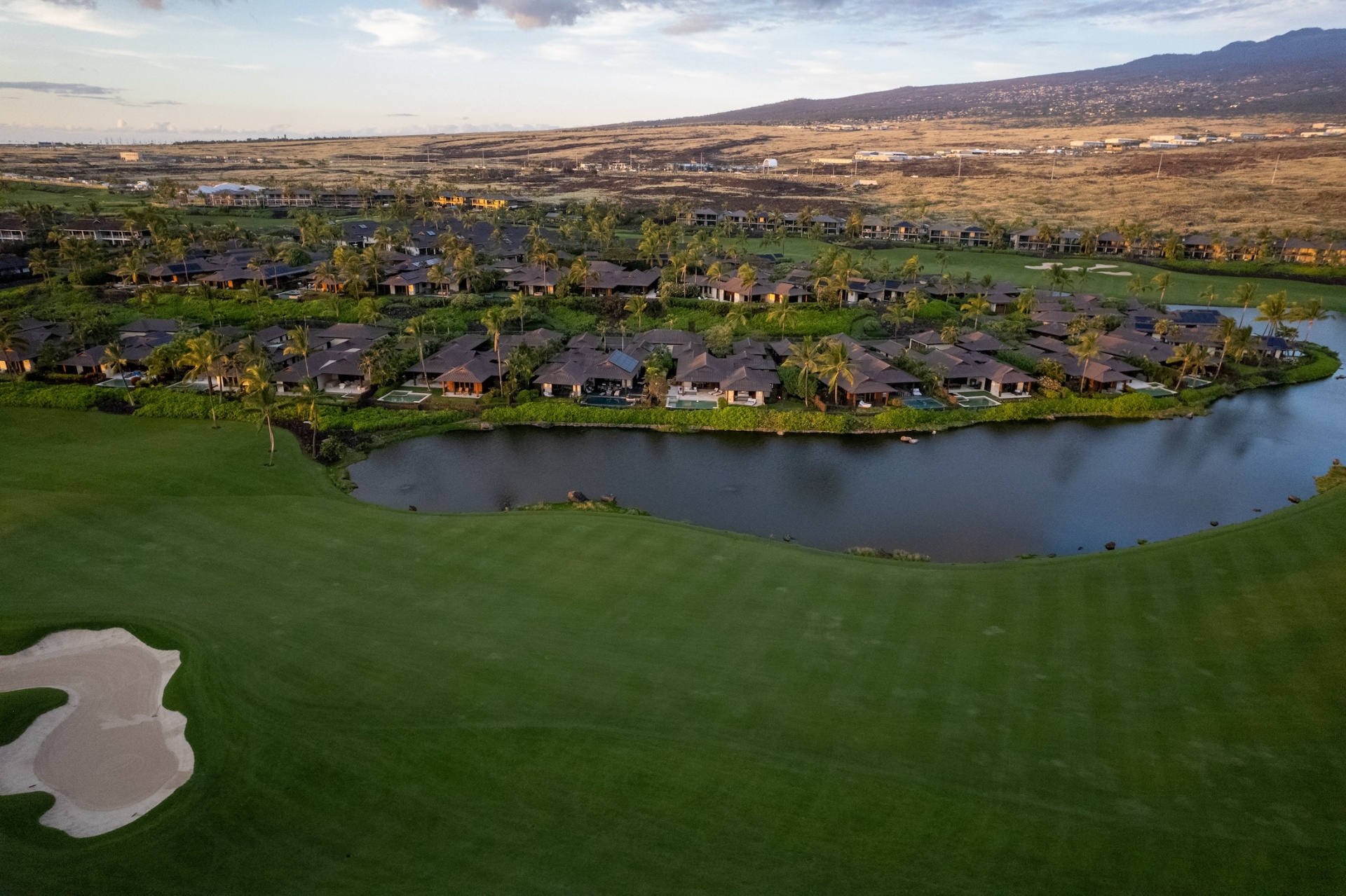 Aerial view of Kohanaiki community along the fairway