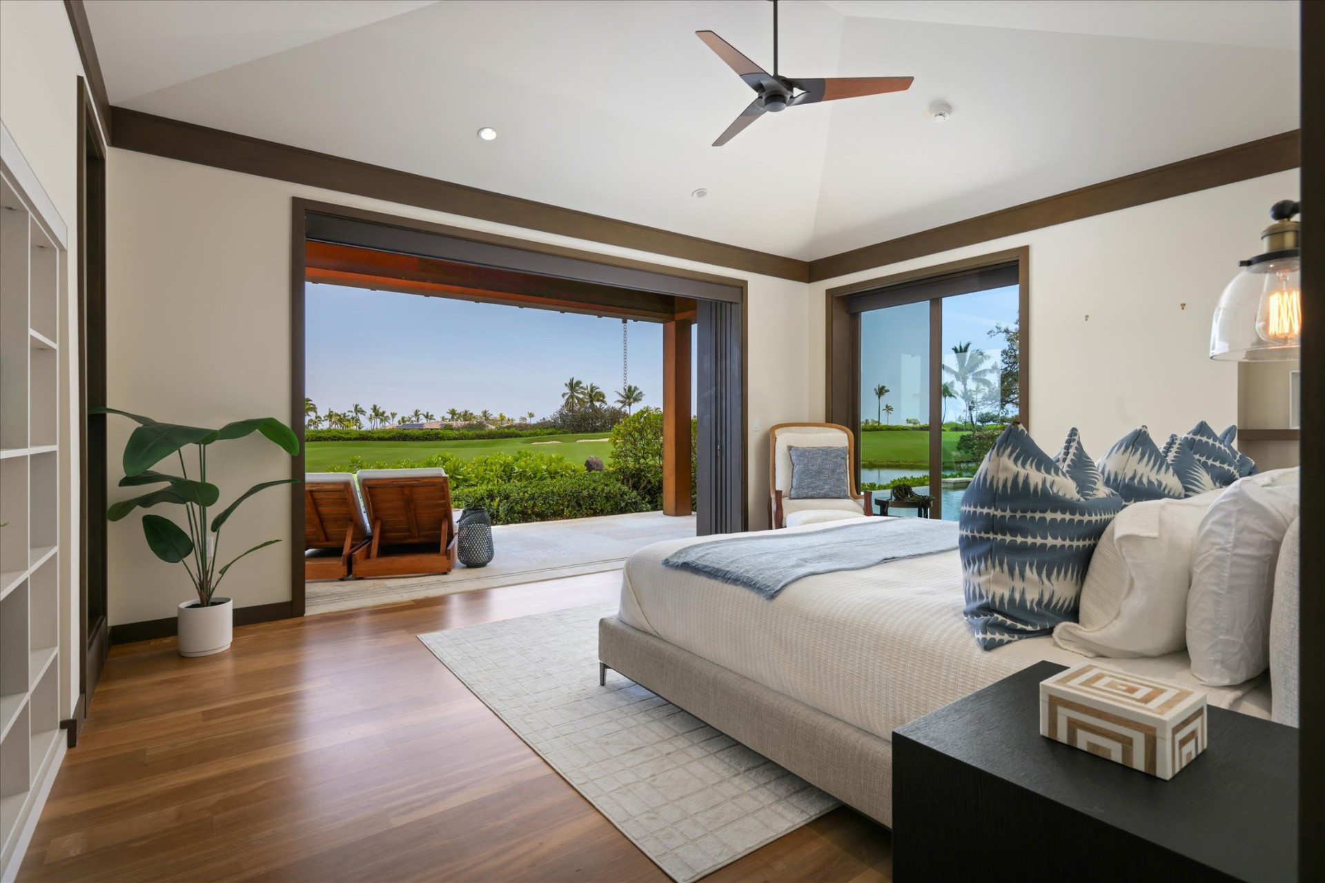 Primary bedroom with pocket doors to lanai
